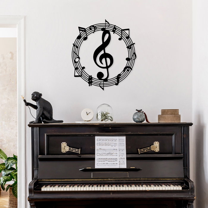 Wallity Musical 2 Escultura de Pared Negra de Metal